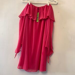 Sam Edelman Camelia hot pink off the shoulder ruffle detail dress Size 10 NWT